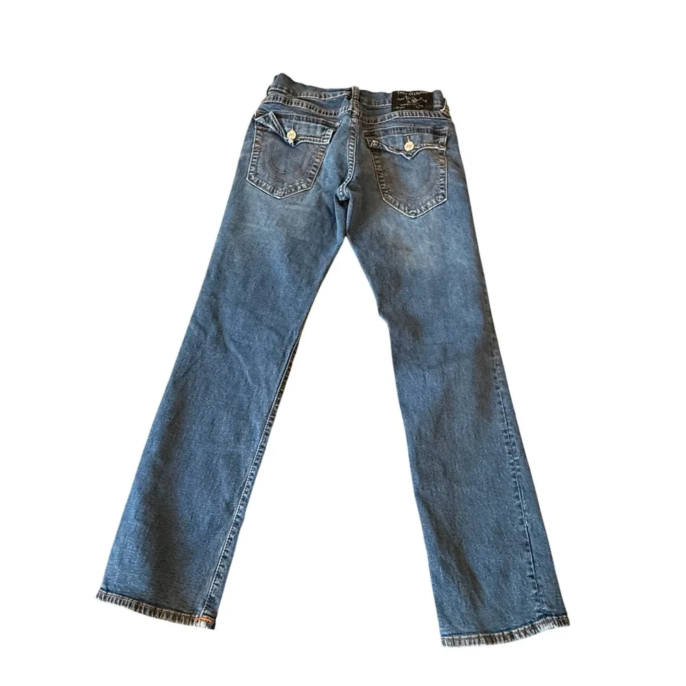 True Religion Ricky Relaxed Straight Jeans Mens 32 Medium Wash Blue Denim